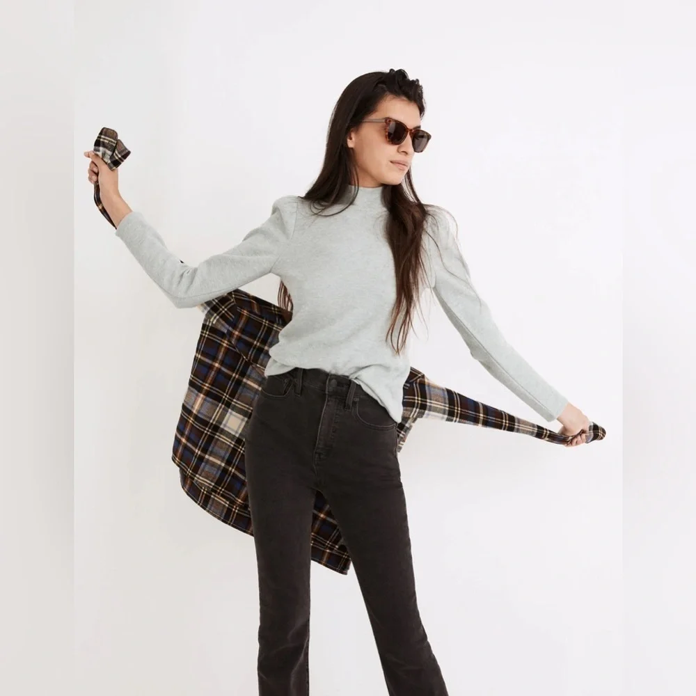 Madewell (Re)Sourced Plush Mock Neck Puff Sleeve Top XL A12